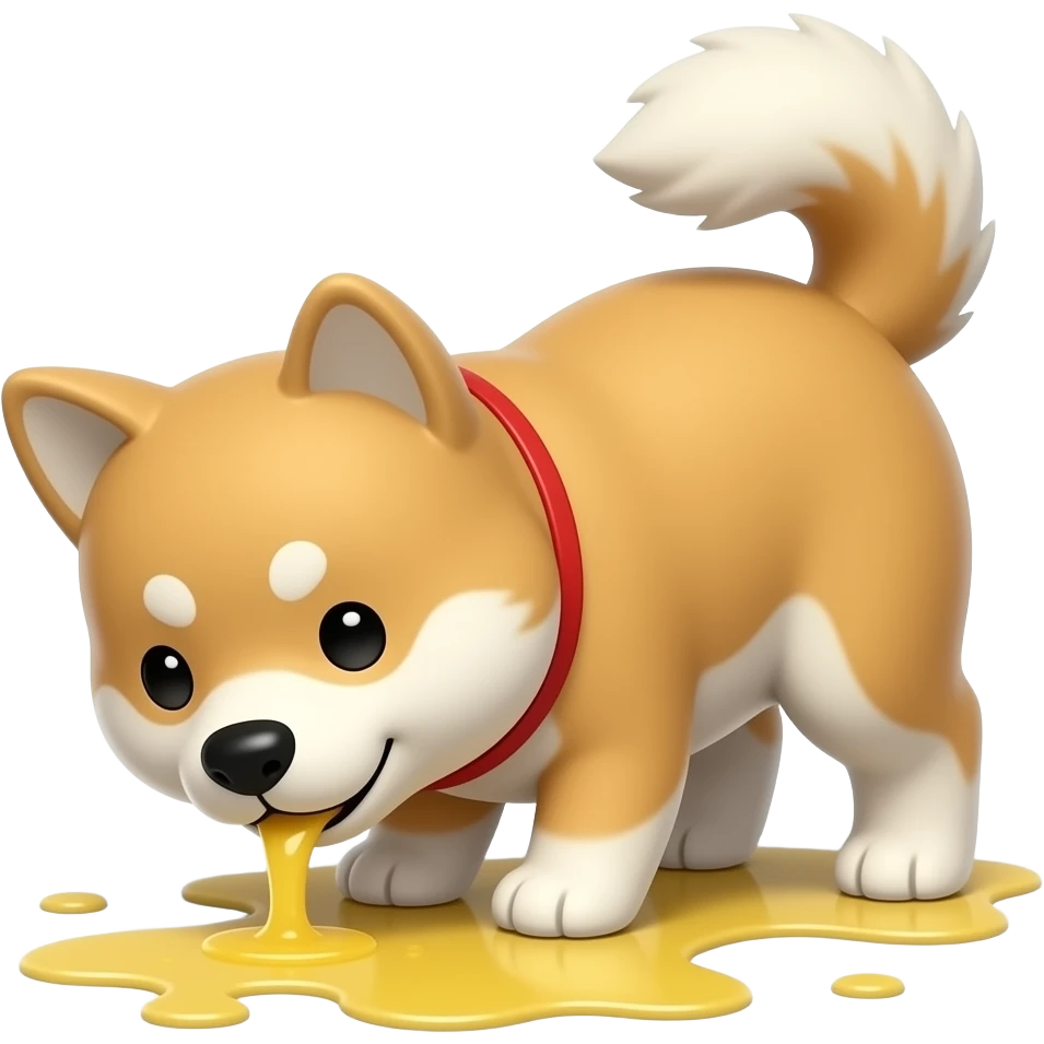 Hachiko dog in chibi cute animation drunk on the floor emoji