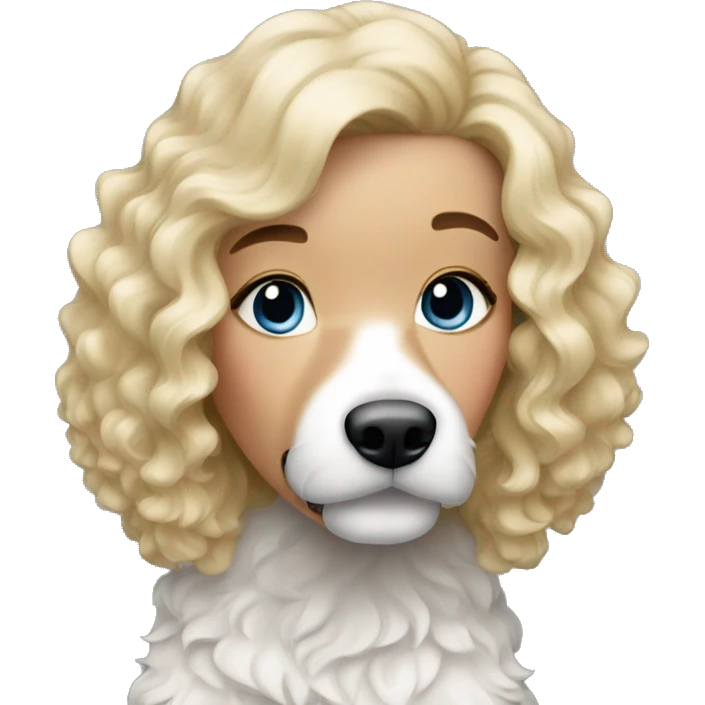 pretty blonde lady with a bernedoodle that is black and white emoji