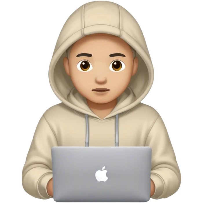 homme avec capuche et macbook emoji