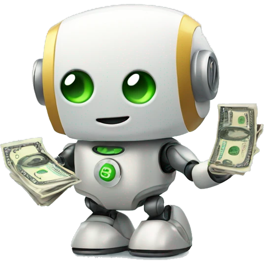 Cute robot with money emoji