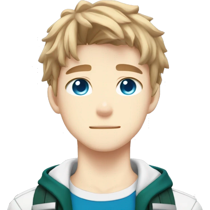 My hero academia style, light brown hair and blue eyes boy  emoji