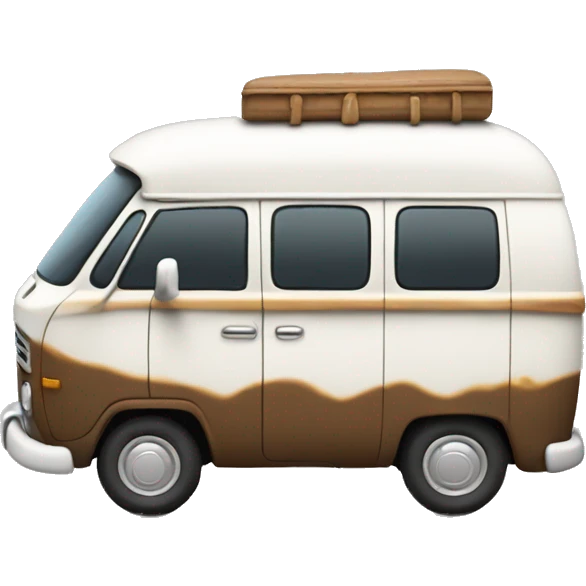 traveling 3d brown and white hippie van emoji