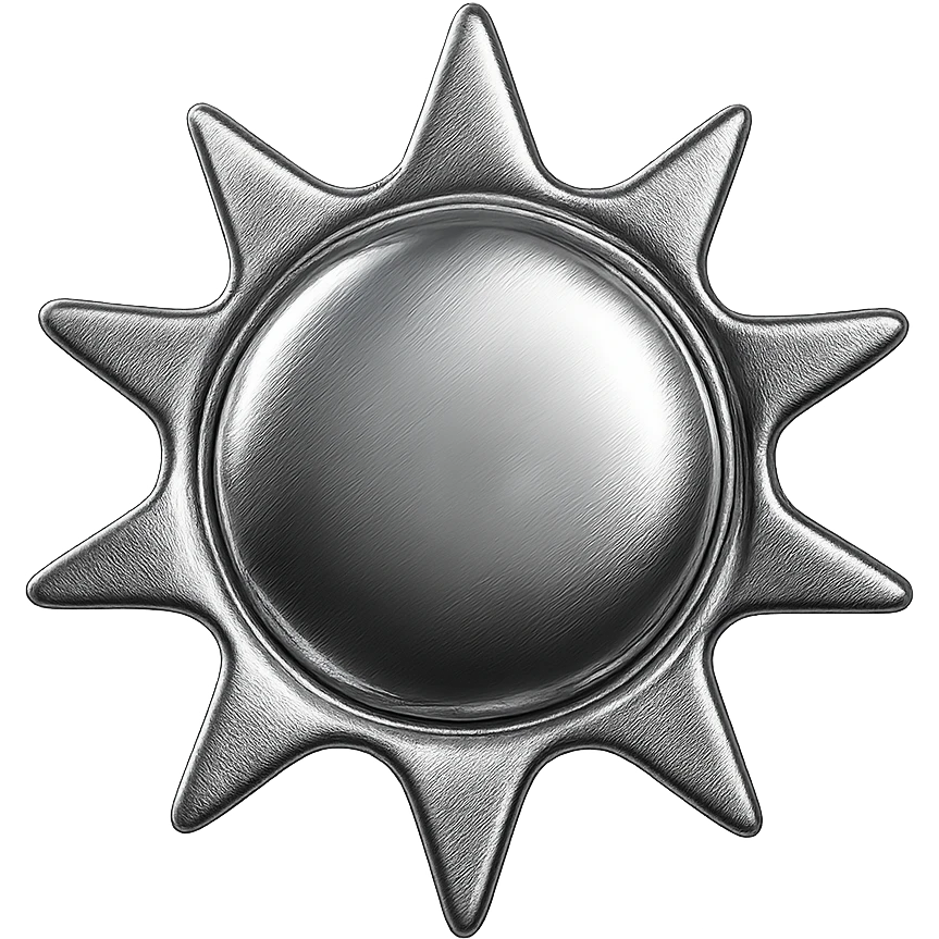 bright yellow sun, chrome style, apple emoji inspired emoji