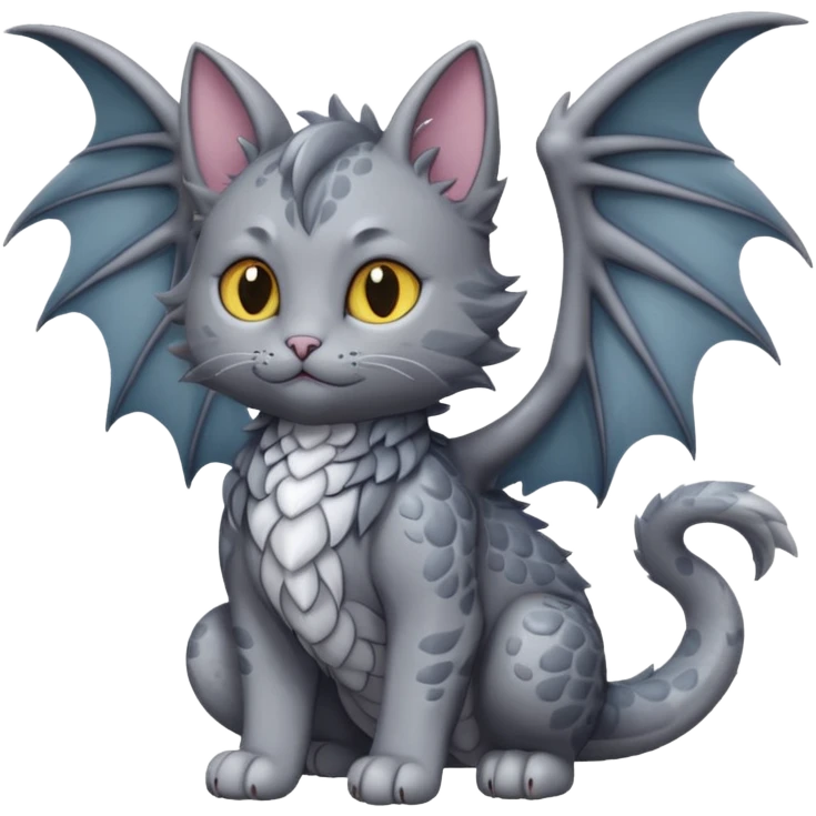 Gray cat dragon  emoji