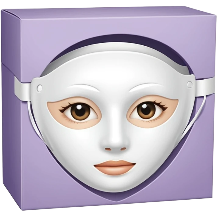 a beauty product box of skincare white  mask pack with rounded eyehole emoji
