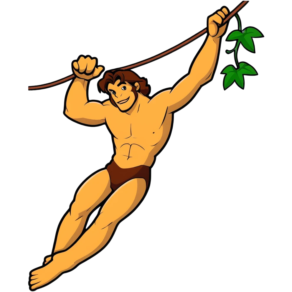 Tarzan swinging on a vine emoji