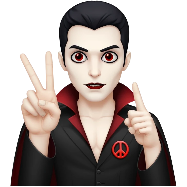 Black Vampire holding up the peace sign. Can you also make his thumb stick out horizontally   emoji