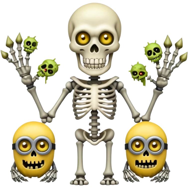 evil undead skeleton overlord with zombie minions emoji