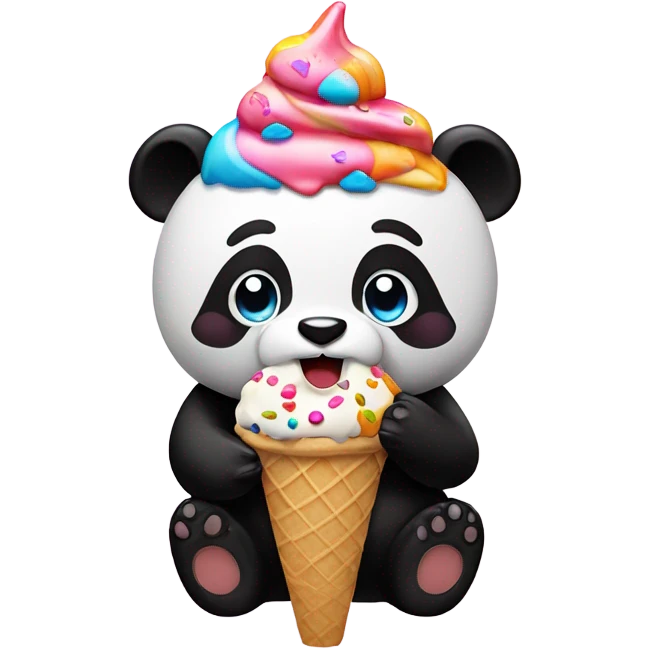 Panda eating ice cream emoji