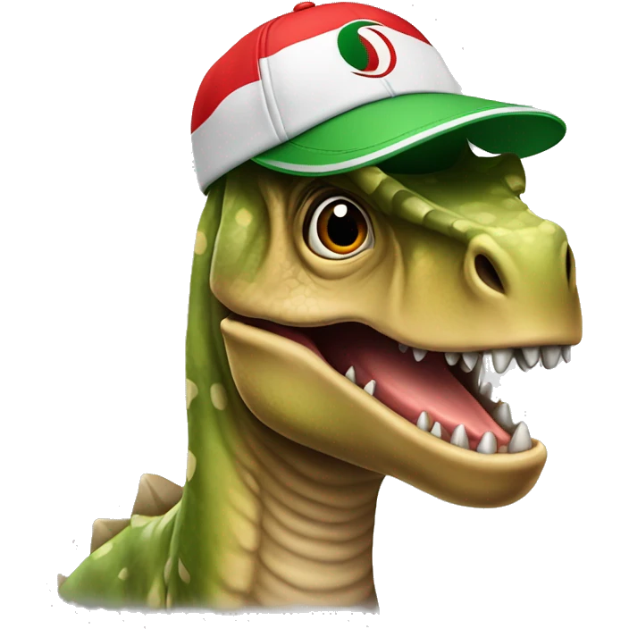 Dinosauro sugli sci con cappello del Milan  emoji
