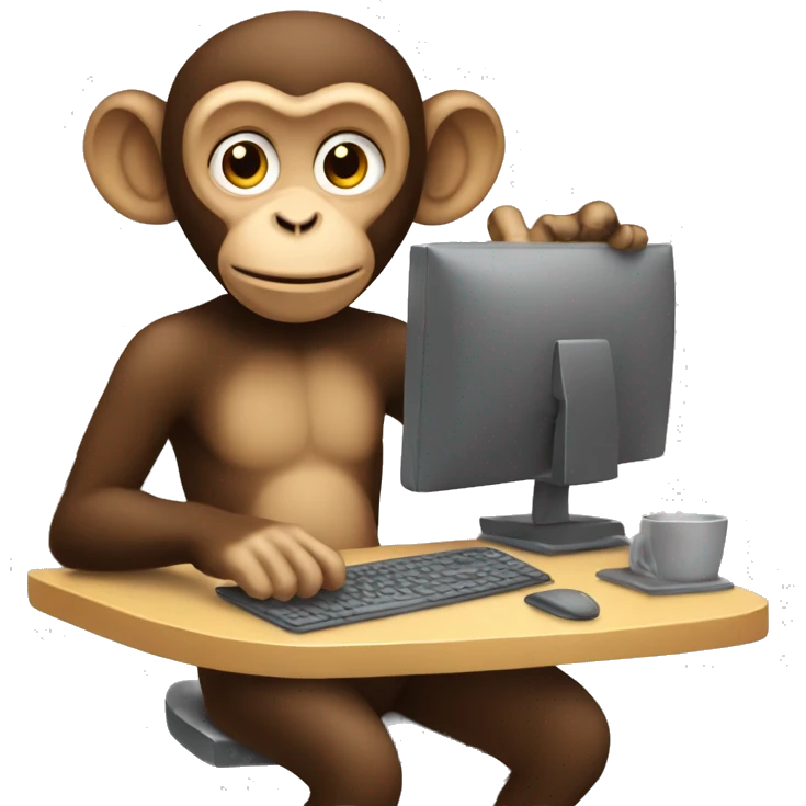 A monkey sitting at his computer emoji