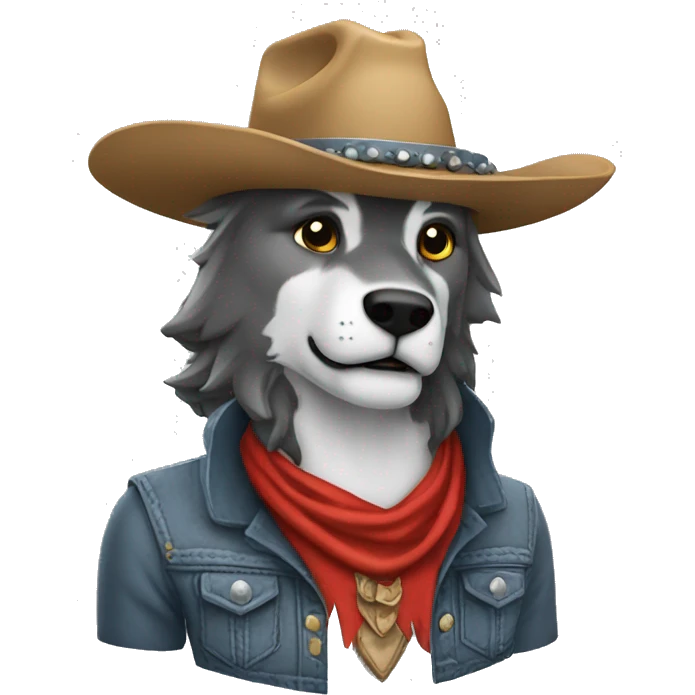 lobo gris con sombrero de vaquero emoji