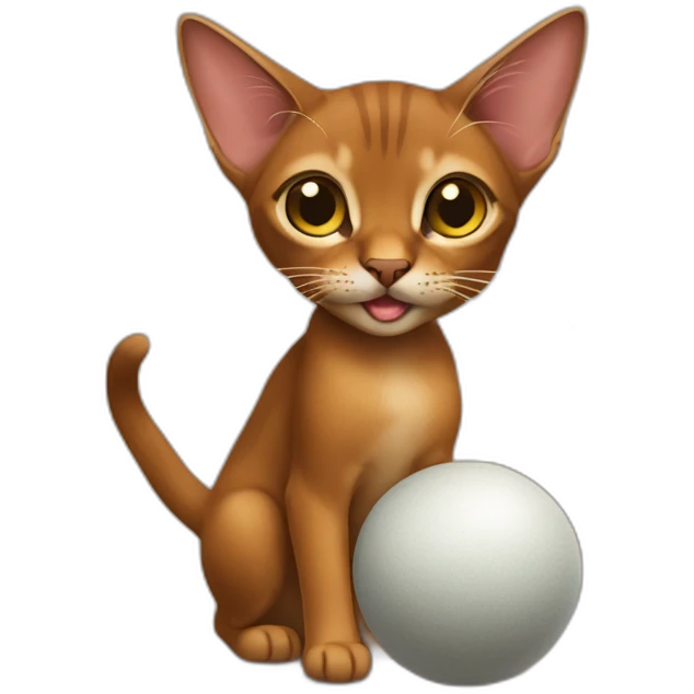 Abyssinian cat play with a small fur ball emoji