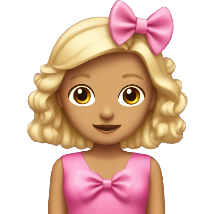 blonde tanned girl wearing pink bow  emoji