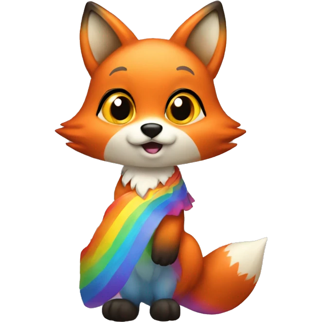 A fox wearing a rainbow dress  emoji