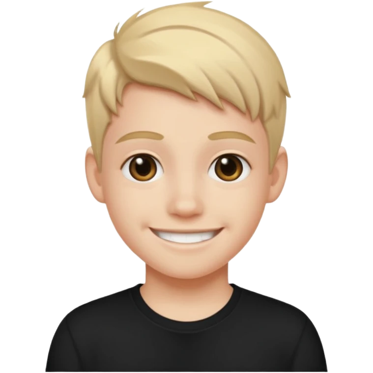iOS memoji of a teen smiling, wearing black shirt emoji