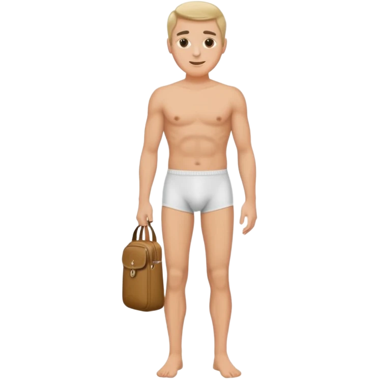 Man, mid 60, with underwear and a leg bag emoji