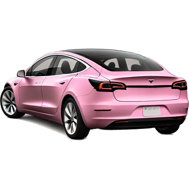Pink Tesla model 3 back view emoji