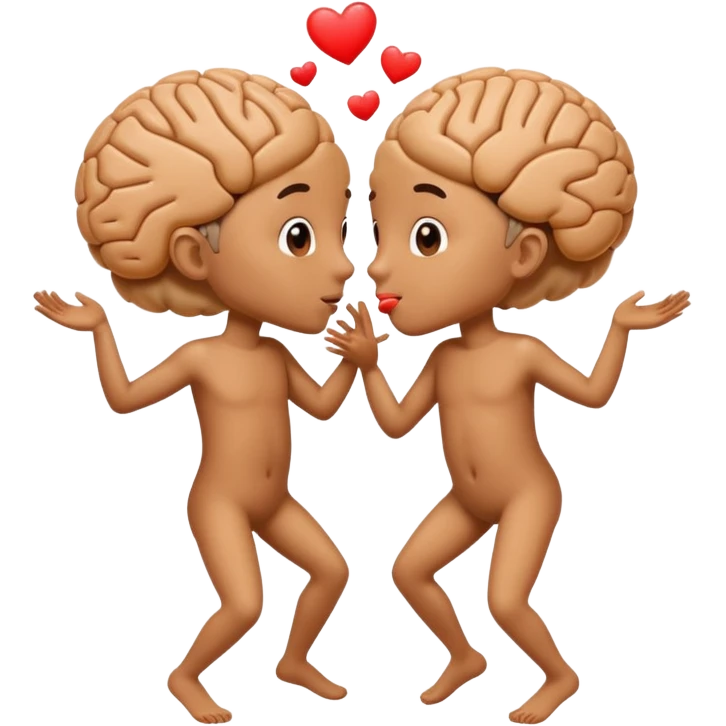 Last two brain cells dancing looking weird and kissing. not iphone emoji style emoji