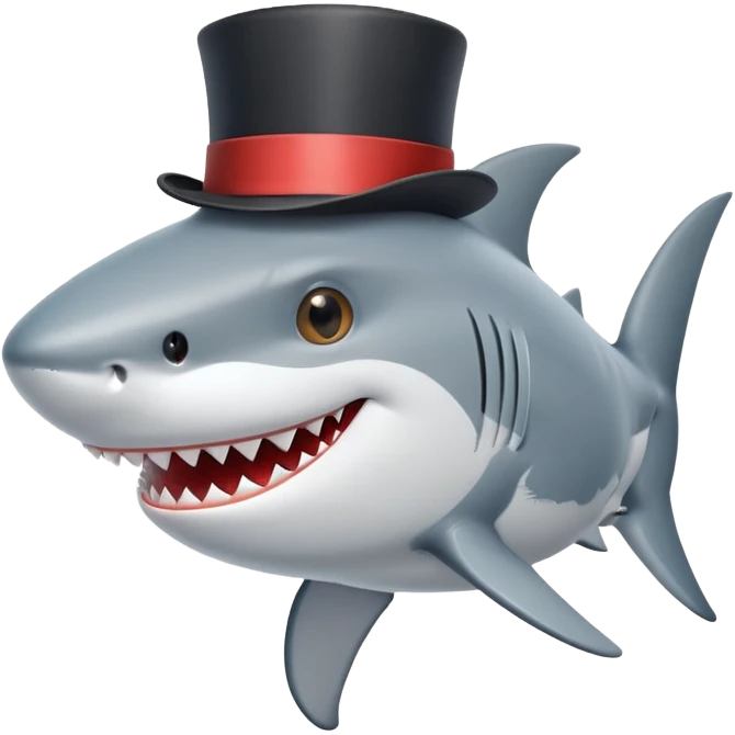 Shark with a top hat emoji
