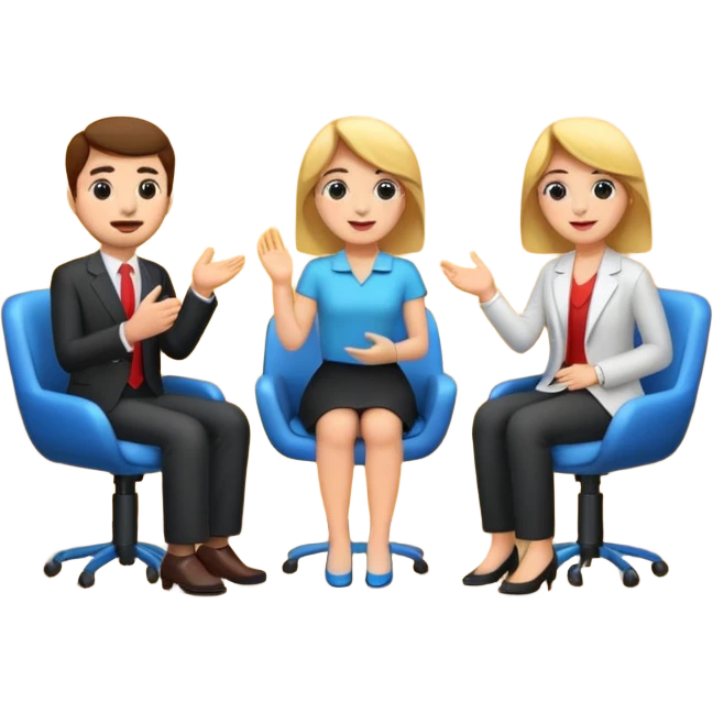 interview, three people, on stage emoji