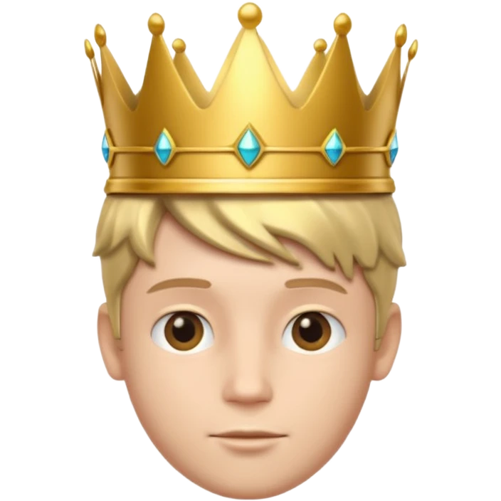 Royal Kid boy with fancy crown head 3d emoji