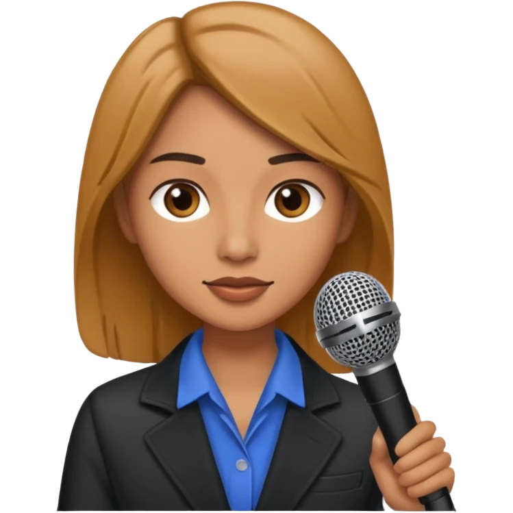 a journalist with a microphone emoji