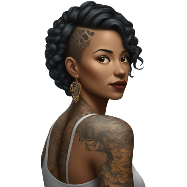 Hyper Realistic beautiful woman with tattoo emoji