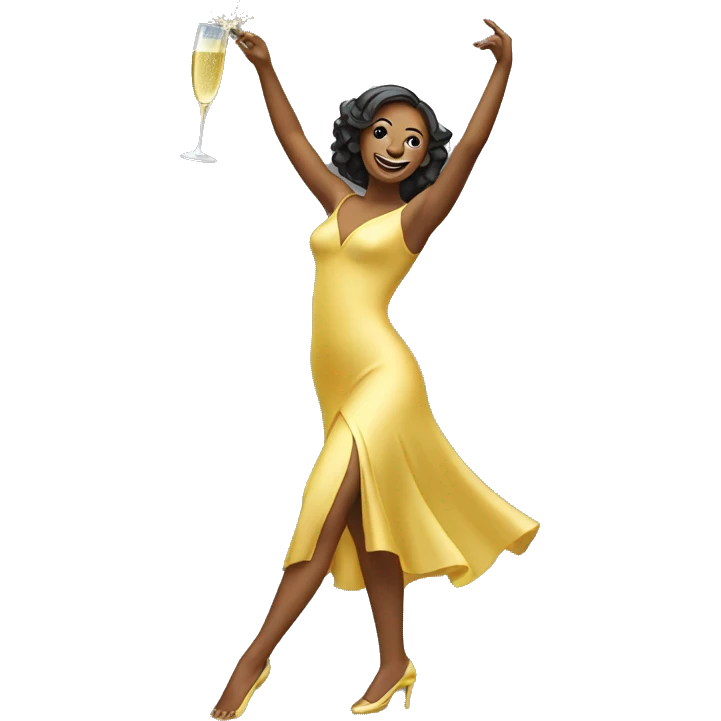 Dancing lady with champagne emoji