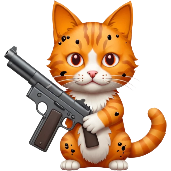A cat with a gun with blood emoji