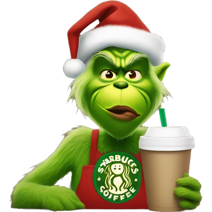 Grinch drinking Starbucks emoji