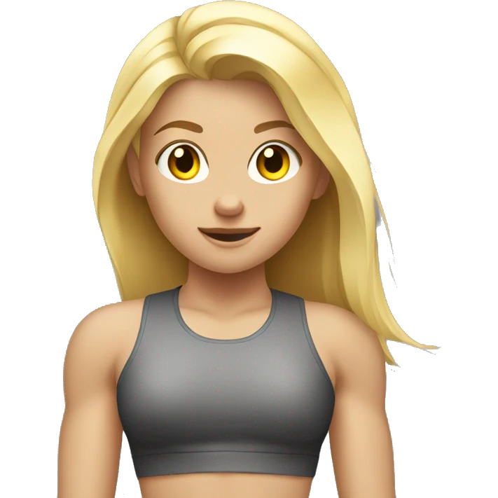 Blond girl is coining strength training emoji