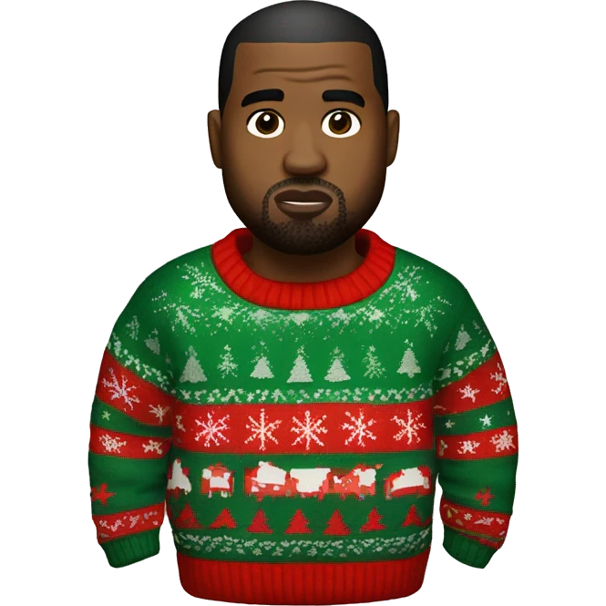 kanye west wearing a christmas sweater emoji