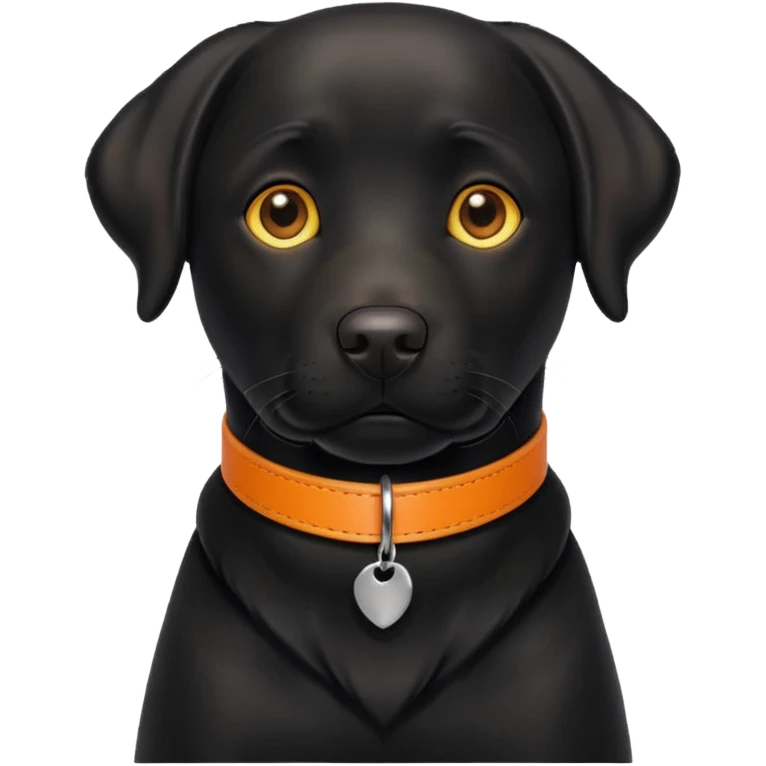 1 black labrador with yellow collar, 1 black labrador with orange collar emoji
