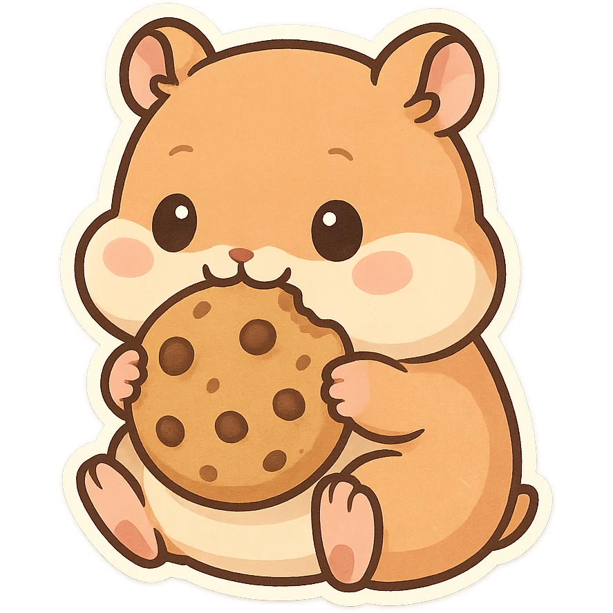Chibi Hamster Eating Cookie emoji