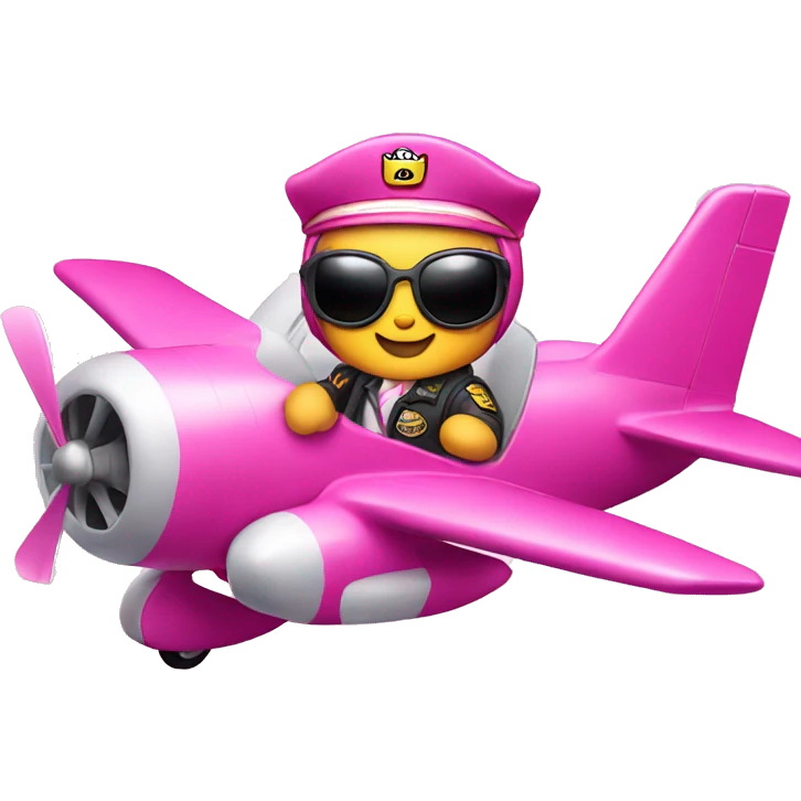 Hello Kitty as a pilot on a pink airplane emoji