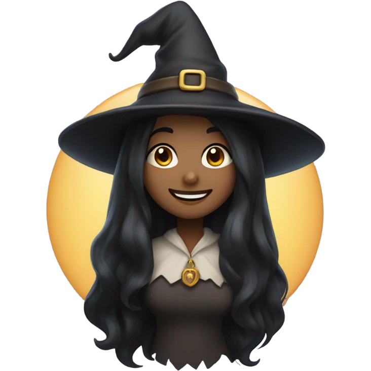 smiling girl with black hair witchy emoji