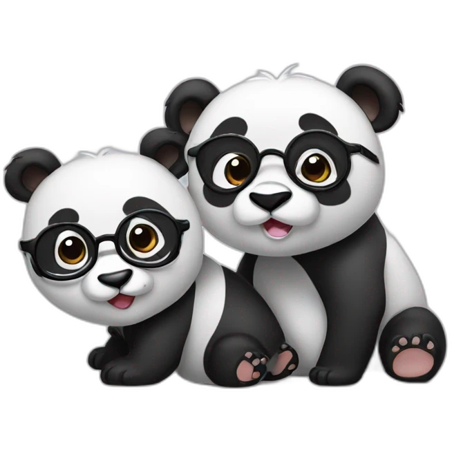 three pandas with glasses emoji