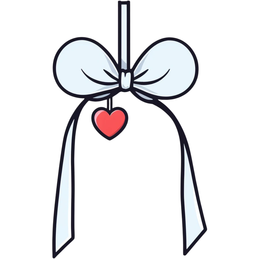 Bunch of Dangling hearts from a ribbon emoji
