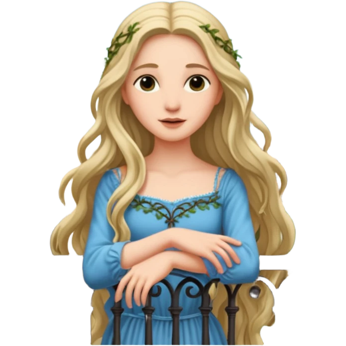 Juliet against the backdrop of a balcony emoji