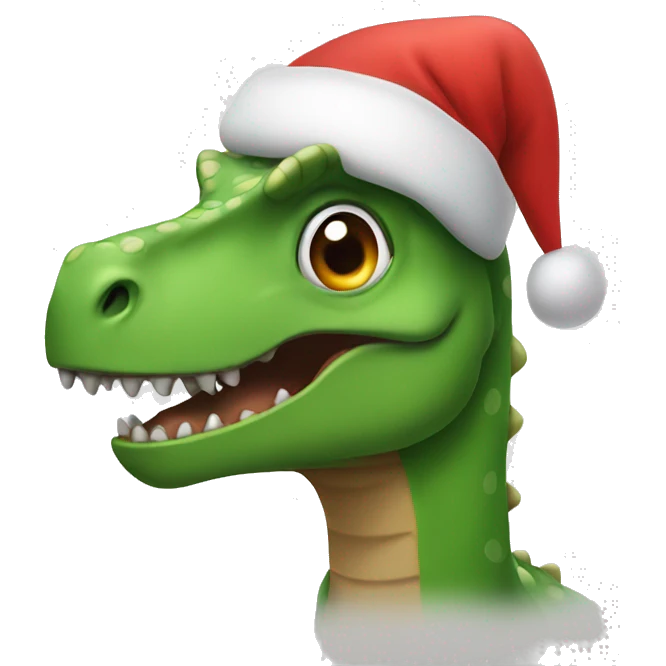 dinosaur with a christmas hat emoji