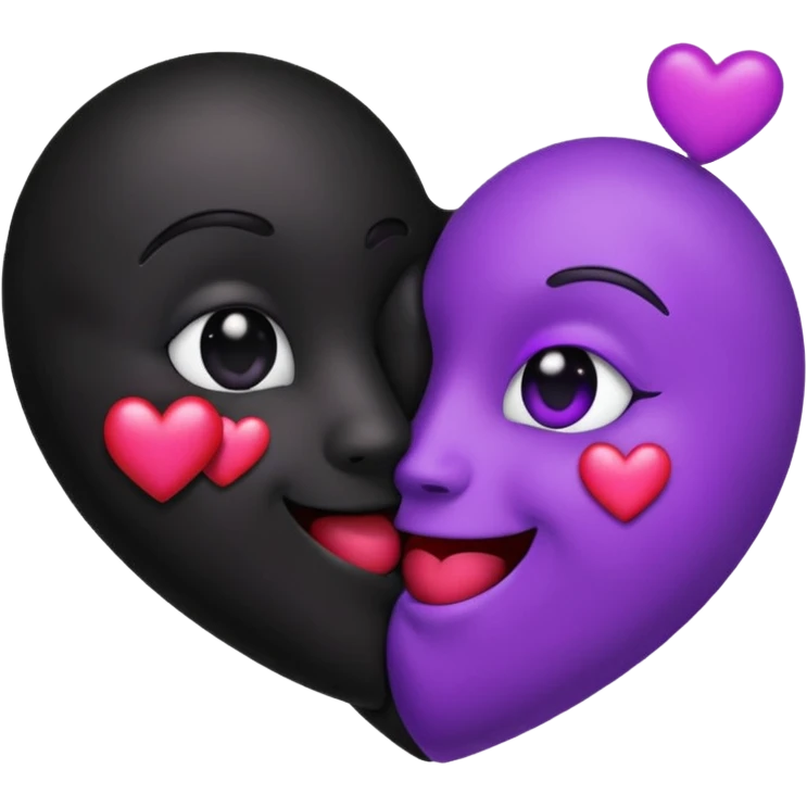 a clack emoji kissing with a purple heart emoji