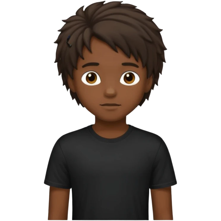  boy with locks hair black t-shirt emoji