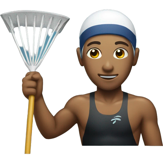 Swimmer holding a rake emoji
