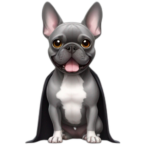 gray french bulldog turned into a bat emoji