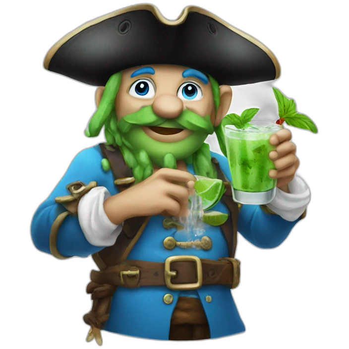 smurf pirate drinking mojito emoji