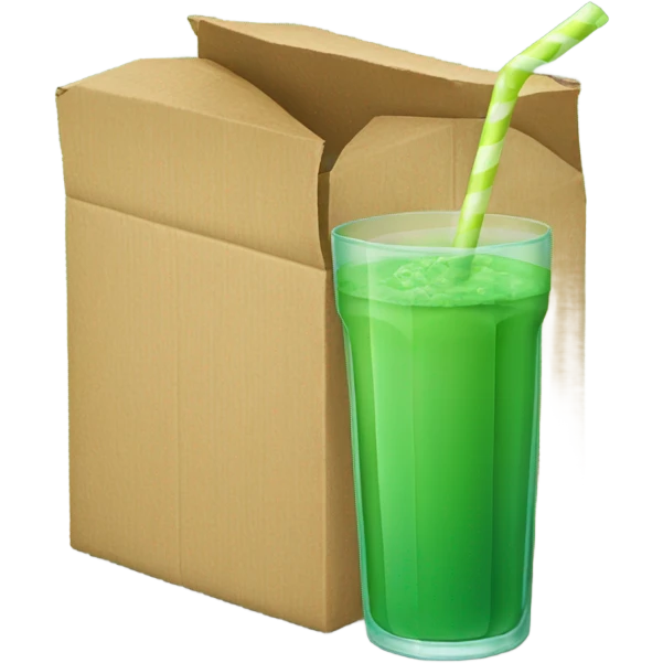 green carton of juice with a straw emoji