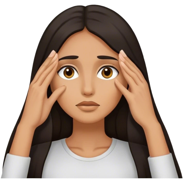 face palm woman with long hair said, hands on the face eyes, not showing her face emoji