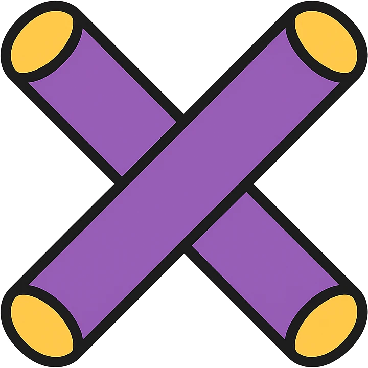 crossed purple pool noodles, forming an X, clean illustration emoji