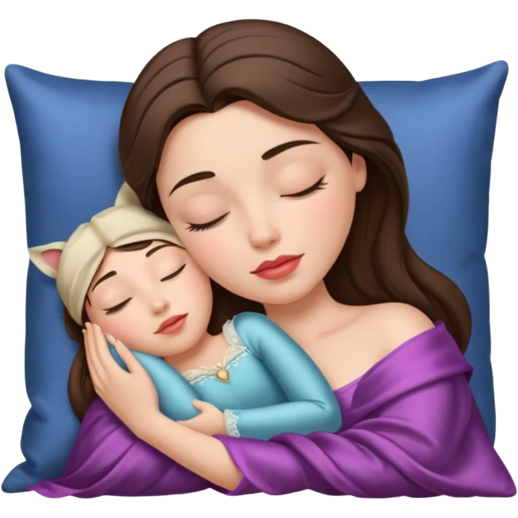 sleeping beauty brunette white girl with a silk pillow emoji